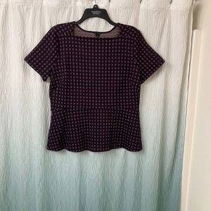 Ann Taylor, Large, Navy and Burgundy Plaid Blouse